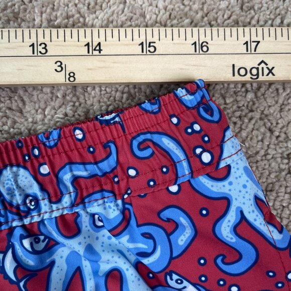 Vineyard Vines Swim Shorts Mens L Red Octopus Lined All Over Print Resort Beach - Picture 8 of 9